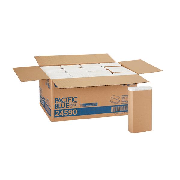 Towel Paper Pacific Blue Basic Multifold 1 Ply White 9.2 in x 9.4 in 16/Ca